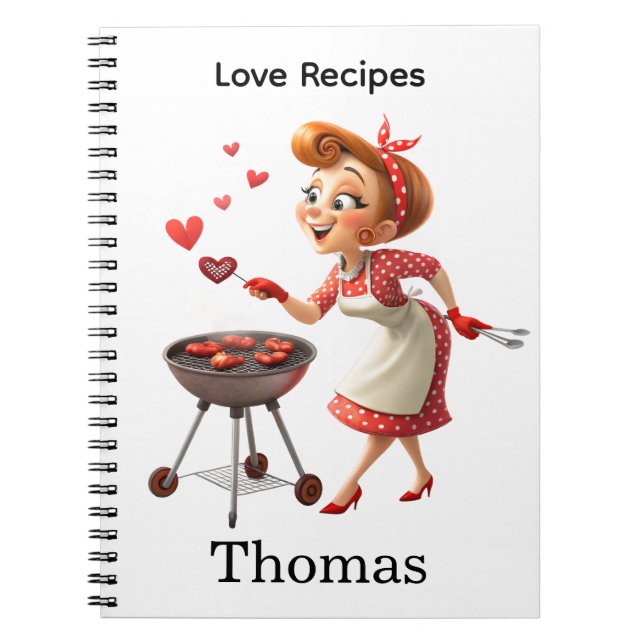 Caderno Espiral Cooking Love Red Hearts Recipe Spiral Notebook  (Frente)