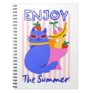 Caderno Espiral Cool Cat Enjoying the Summer