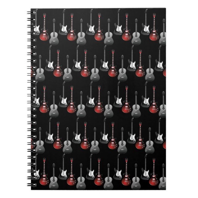 Caderno Espiral Cool Electric Guitars for Music Lovers Gift (Frente)