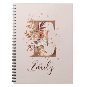 Caderno Espiral Copper Autumn Floral E Flowers