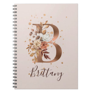 Caderno Espiral Copper Autumn Floral - Letra B Fall Flowers