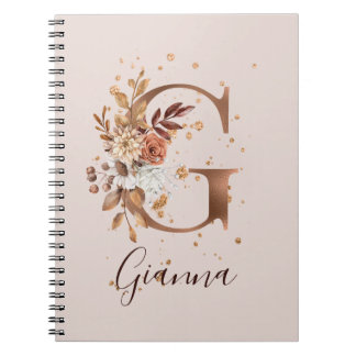 Caderno Espiral Copper Autumn Floral - Letra G Fall Flowers