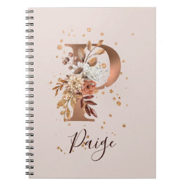 Caderno Espiral Copper Autumn Floral - Letra P Fall Flowers
