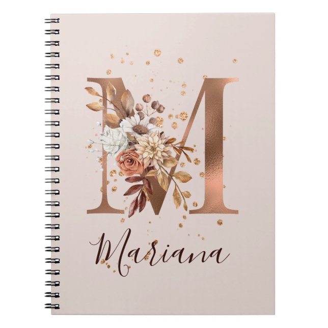 Caderno Espiral Copper Autumn Floral M Flowers (Frente)