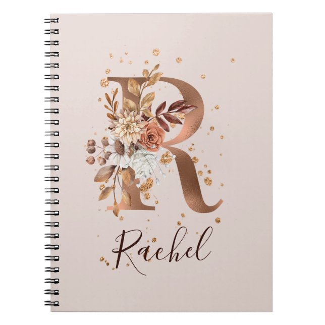 Caderno Espiral Copper Autumn Floral R Flowers (Frente)