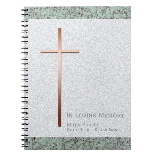 Caderno Espiral Copper Cross Stone 2, Memorial Funeral (Frente)