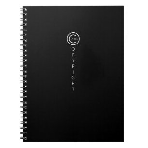 Caderno Espiral Copyright Moderno Preto Tipográfico