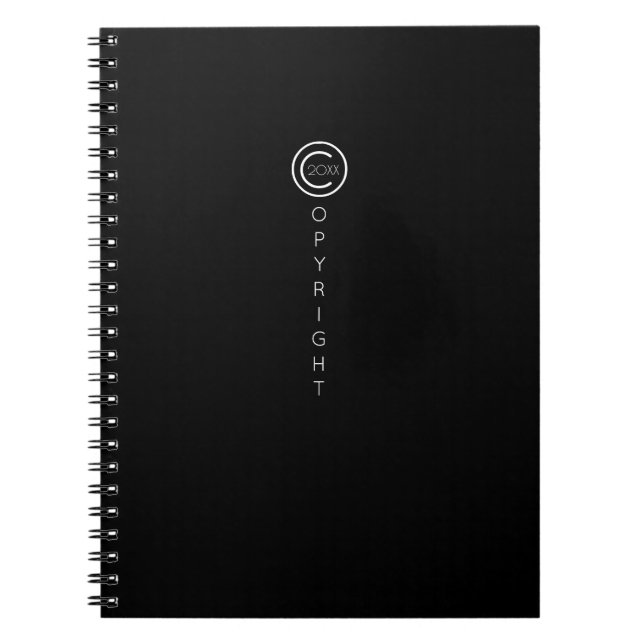 Caderno Espiral Copyright Moderno Preto Tipográfico (Frente)