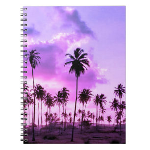 Caderno Espiral coqueiral ao entardecer