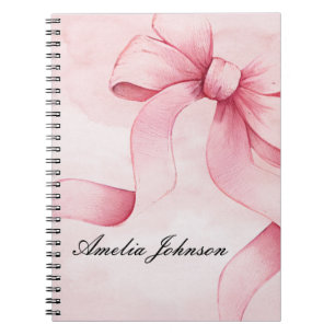 Caderno Espiral Coquete de Fita Cor-de-rosa com Chá de fraldas