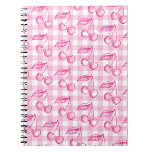 Caderno Espiral Coquete estético de cereja rosa