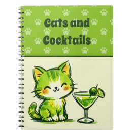 Caderno Espiral Coquetéis Verdes e Gatos