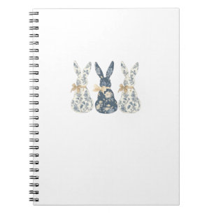 Caderno Espiral Coquette B Azul Floral Coelho Fofo Dia Feliz da Pá
