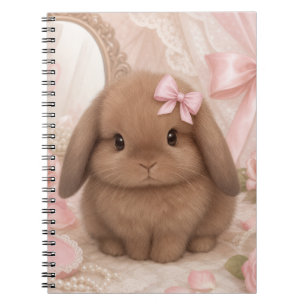 Caderno Espiral coquette coelho laço rosa