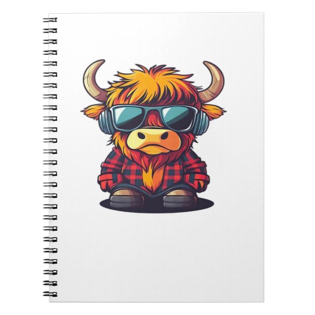 Caderno Espiral Coquette Highland Cow Bubblegum Tshirt Design, Hol (Frente)