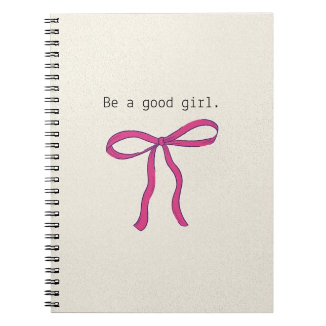 Caderno Espiral Coquette Pink Bow Aesthetic Notebook - Be A Good G (Frente)