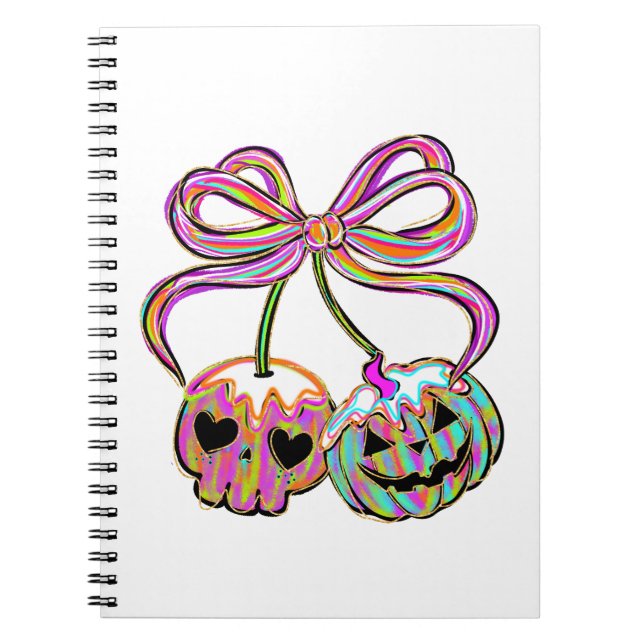 Caderno Espiral Coquette Pumpkin Cherries Halloween (Frente)