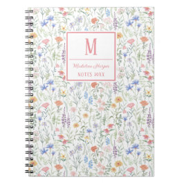Caderno Espiral Coquette Wildflower Meadow Personalised Pink