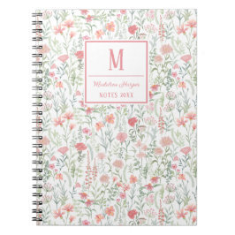 Caderno Espiral Coquette Wildflower Meadow Personalised Pink