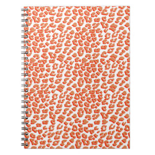 Caderno Espiral Cor âmbar e Impressão Leopardo Branco