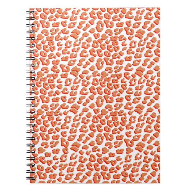 Caderno Espiral Cor âmbar e Impressão Leopardo Branco (Frente)