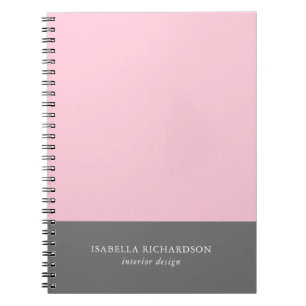 Caderno Espiral Cor Bloqueada Rosa E Cinza Elegante