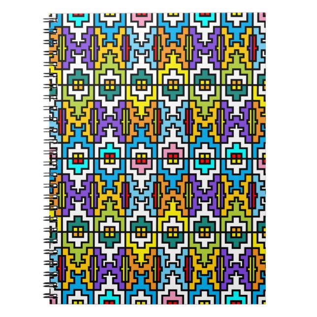 Caderno Espiral Cor clara Padrão africano (Frente)