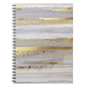 Caderno Espiral Cor da água e textura dourada da cinza de luxo