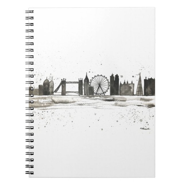 Caderno Espiral Cor da linha do horizonte de Londres (Frente)