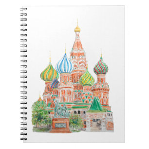 Caderno Espiral Cor d'água da Catedral de Moscou, Santo Basil, ao