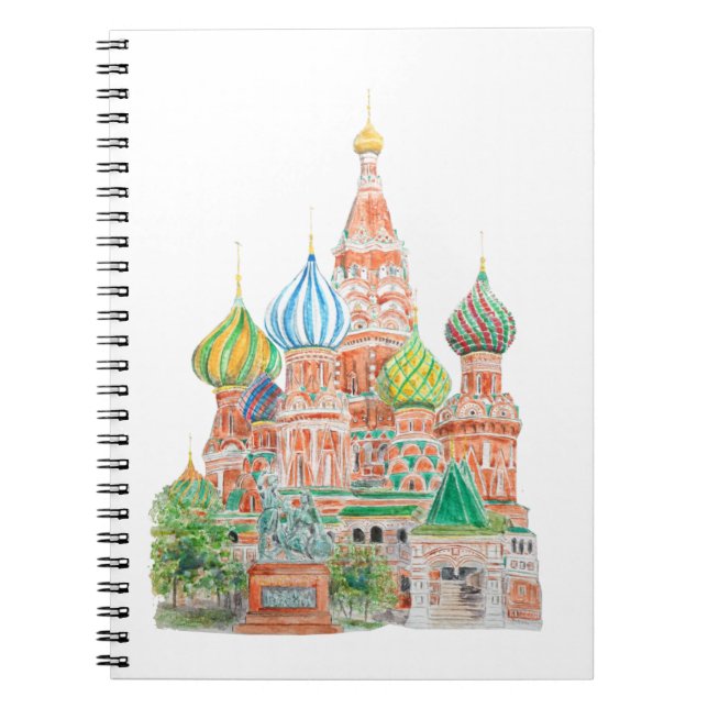 Caderno Espiral Cor d'água da Catedral de Moscou, Santo Basil, ao  (Frente)