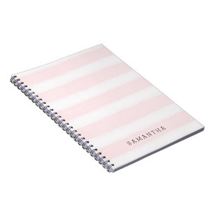 Caderno Espiral Cor d'água das tiras brancas cor-de-rosa macio