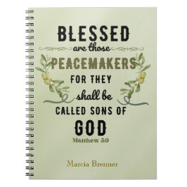 Caderno Espiral Cor d'água do Ramo de Oliva 5:9