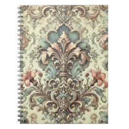 Caderno Espiral Cor damasco Floral Victoriana