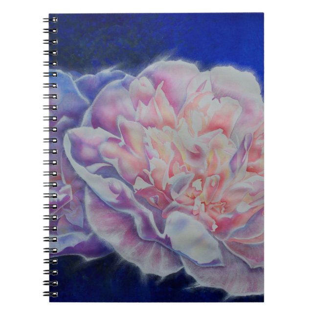 Caderno Espiral Cor-de-água branca azul-rosa, elegante romântica (Frente)