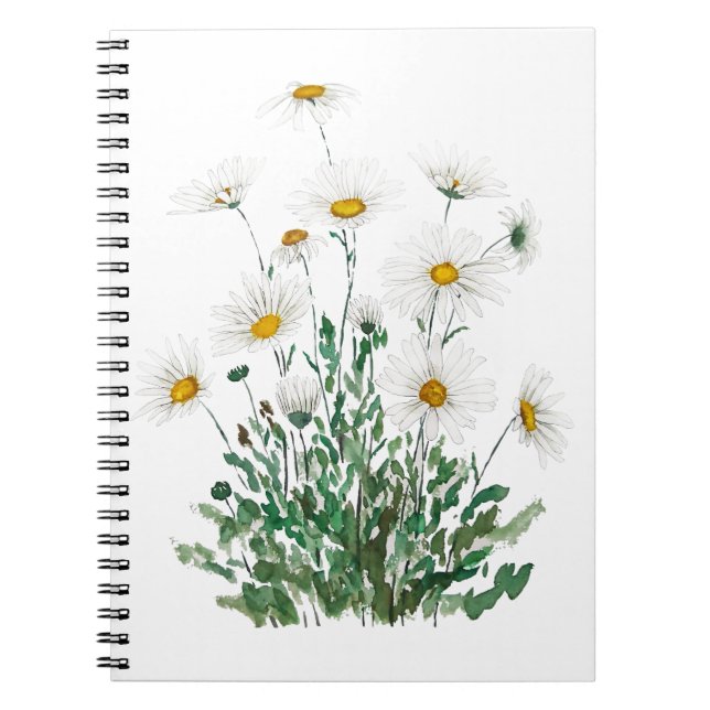 Caderno Espiral cor-de-água branca Margaret daisy (Frente)