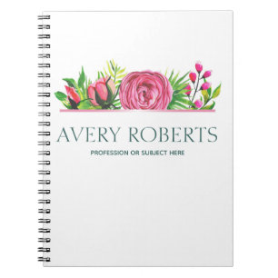 Caderno Espiral Cor de água floral Elegante moderna
