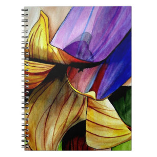 Caderno Espiral Cor de água original da flor frítil roxa