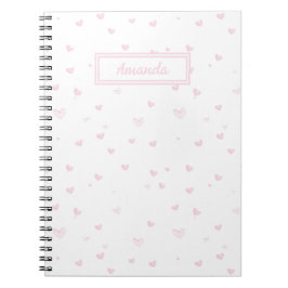 Caderno Espiral Cor de Água Romântica com Padrão de Coração Rosa G
