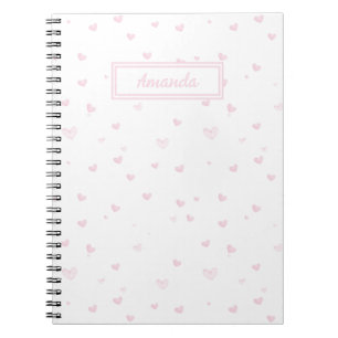 Caderno Espiral Cor de Água Romântica com Padrão de Coração Rosa G