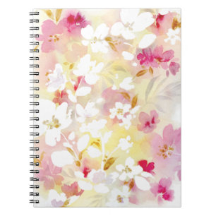 Caderno Espiral Cor-de-água rosa floral cor-de-rosa