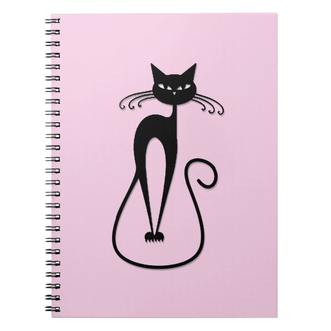 Caderno Espiral Cor-de-rosa branco preto (Frente)