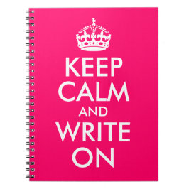 Caderno Espiral Cor-de-rosa brilhante Mantenha calma e escreva sob