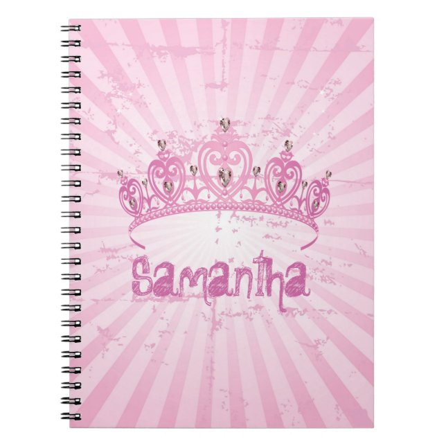 Caderno espiral cor-de-rosa da princesa Coroa (Frente)