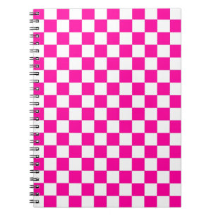 Caderno Espiral Cor-de-rosa e branco-neon verificados