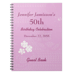 Caderno Espiral Cor-de-rosa-Festa de aniversário, branco, minimali