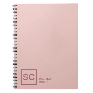 Caderno Espiral Cor de rosa ouro nome monograma profissional femin