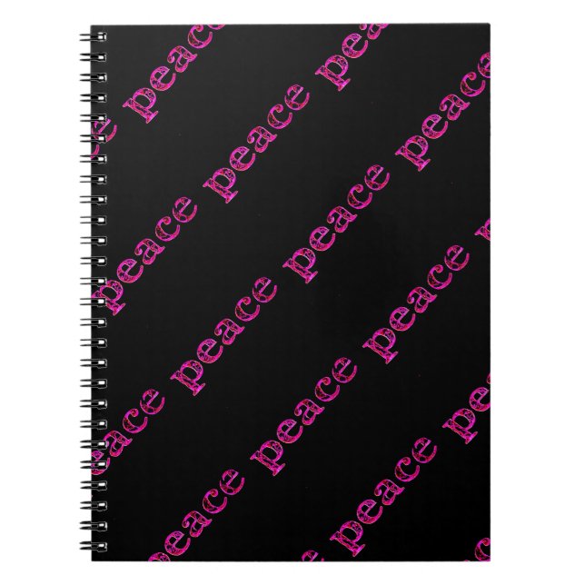 Caderno Espiral cor-de-rosa, paz, preto (Frente)