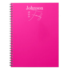 Caderno Espiral Cor-de-rosa-quente do nome da família personalizad
