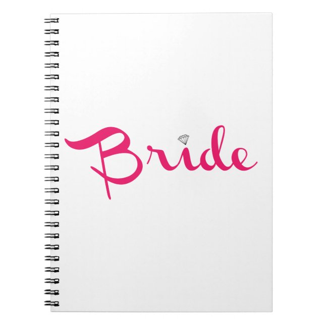 Caderno Espiral Cor-de-rosa-quente do script Retro Noiva (Frente)